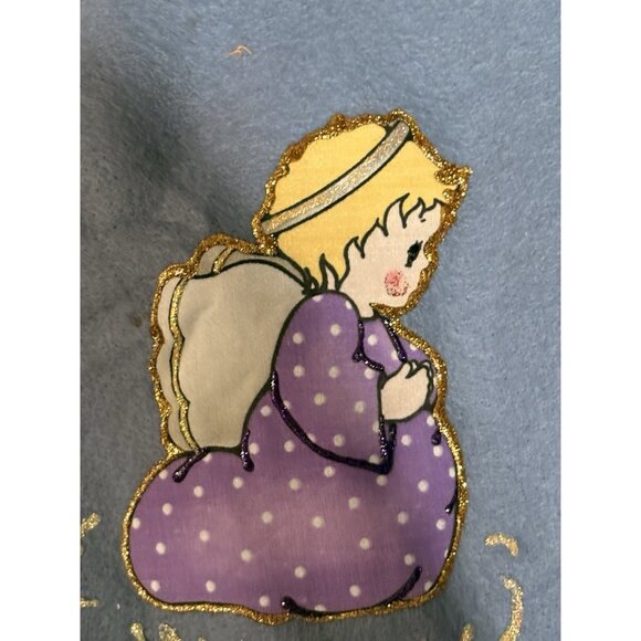 Vtg Christmas Tree Skirt Felt Handmade Painted Kitschy Holy Family  Retro 44” - Picture 3 of 8